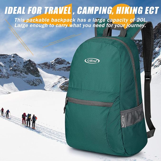 G4Free 20L Lightweight Packable Backpack Travel Hiking Daypack Foldable Backpack - Image 4