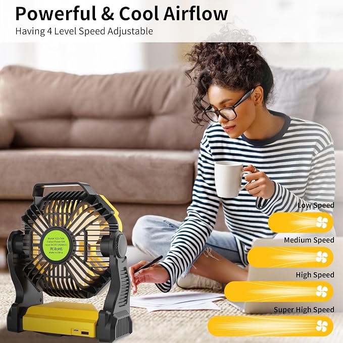 Portable Camping Fan Cordless Battery Powered，270° Rotating Portable Battery - Image 5