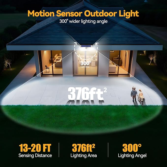 TECKNET 416 LED Solar Powered Outdoor Lights, 270° Angle & 3 Lighting Modes - Image 6