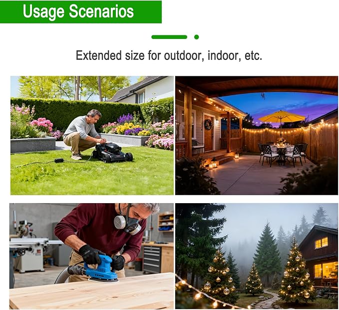 Extension Cord 50 Ft-2 Prong Outdoor Extension Cord, 16AWG 13A 1625W Waterproof - Image 6