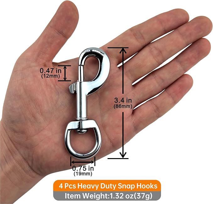 Garwor 4Pcs Heavy Duty Chrome Swivel Snap Hooks - Image 5