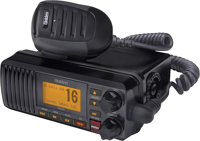 Uniden UM385BK 25 Watt Fixed Mount Marine VHF Radio, Waterproof, Noaa Weather by Uniden
