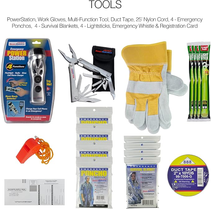Ready America 72 Hour Deluxe Emergency Kit, 4-Person 3-Day Backpack, First Aid - Image 4