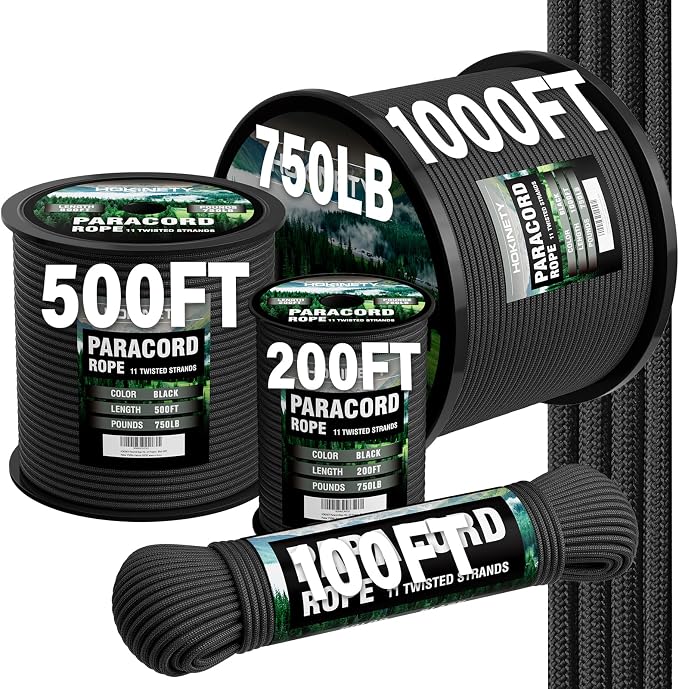 750lb Paracord Rope - 4mm 11 Strand Parachute para Cord Spool Rope Utility by HOKINETY