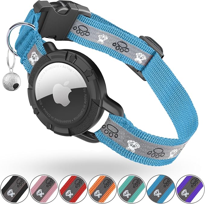 Reflective AirTag Cat Collar, Integrated Cat Tracker Collar by ODOKELE