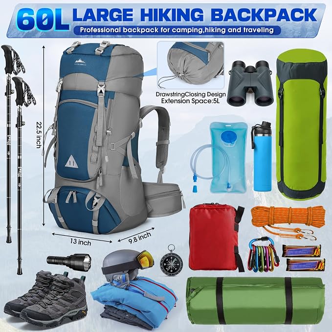 IGOLUMON 60L Hiking Backpack Waterproof Camping Backpack - Image 2
