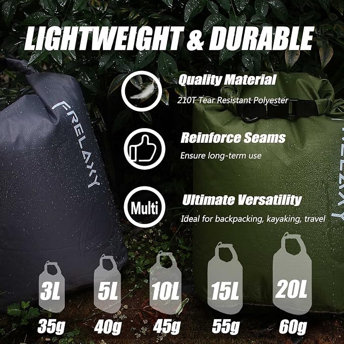 Frelaxy Dry Bag 3-Pack/5-Pack, Ultralight Dry Sack, Outdoor Bags Keep Gear Dry - Image 5