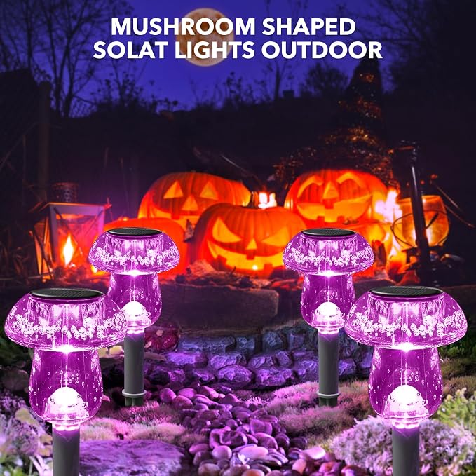 Solar Lights Outdoor, 8 Pack Mushroom Lights Outside Waterproof, Solar Powered - Image 3