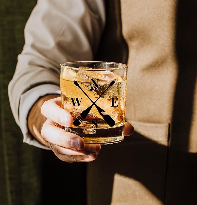 Nogrit Lake House Decor Whiskey Glasses 10 Oz, Beach Wine Old Fashioned Rocks - Image 4