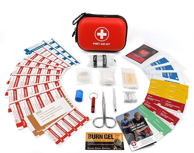Mini First Aid Kit, 100 Pieces Water-Resistant Hard Shell Small Case - Image 3