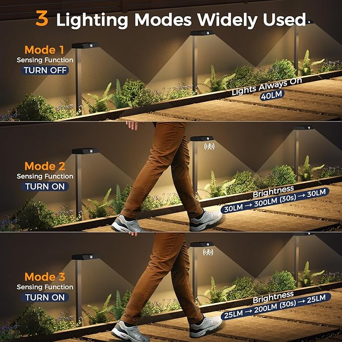 XMCOSY+ Solar Pathway Lights, 4 Pack All-Metal Motion Sensor Outdoor Lights - Image 5