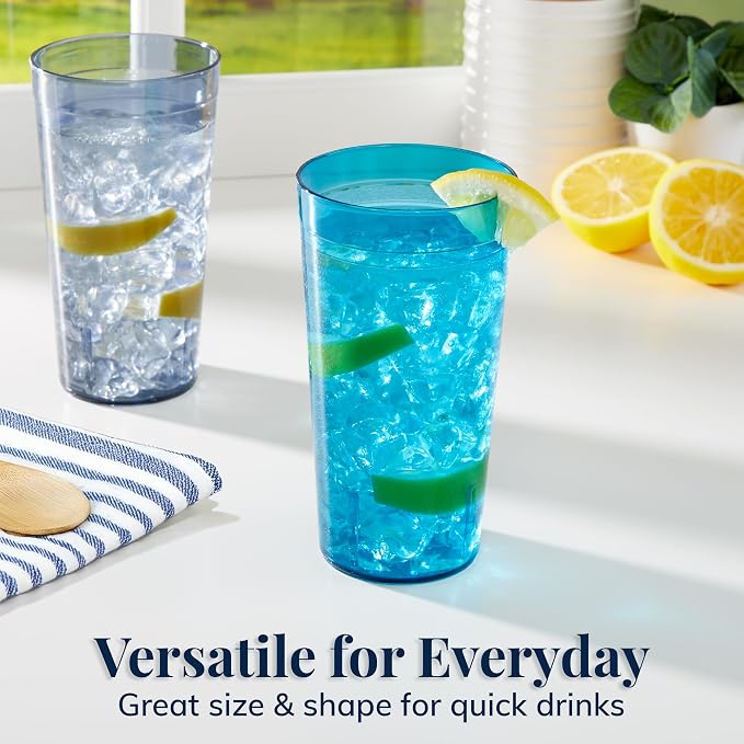 US Acrylic Cafe Plastic Reusable Tumblers 20-ounce Water Cups Coastal Colors | - Image 5