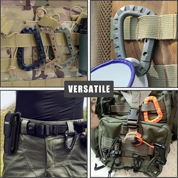 Tactical Gear Carabiner Keychain Clip Plastic D-Rings Large Key Chain Heavy - Image 3