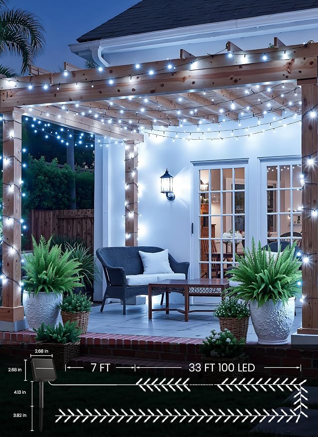 Brightown Solar String Lights Outdoor, 2 Pack Total 80FT 200 LED Solar Powered - Image 5