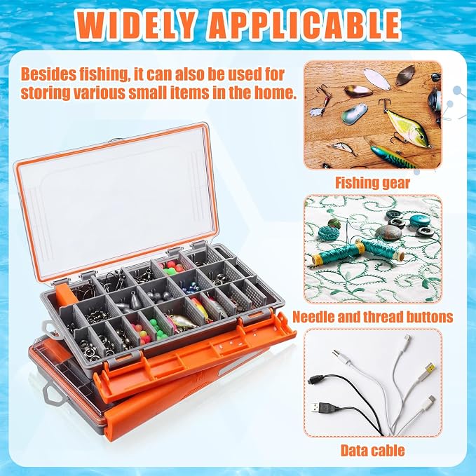 Junkin 6 Pack 3600 Fishing Tackle Boxes Waterproof, High-vis Orange Lure - Image 5
