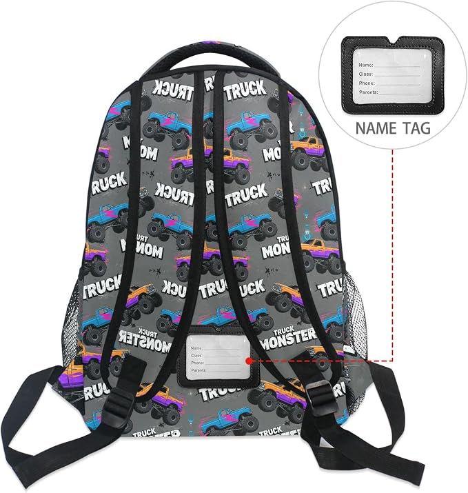 Wamika Monster Truck Boys Backpack Racing Cars School Backpacks Kids Girls - Image 6