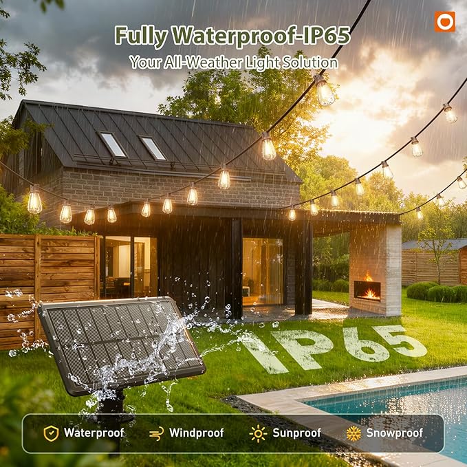 addlon 33 FT Solar String Lights Waterproof, Patio Light Solar Powered - Image 4