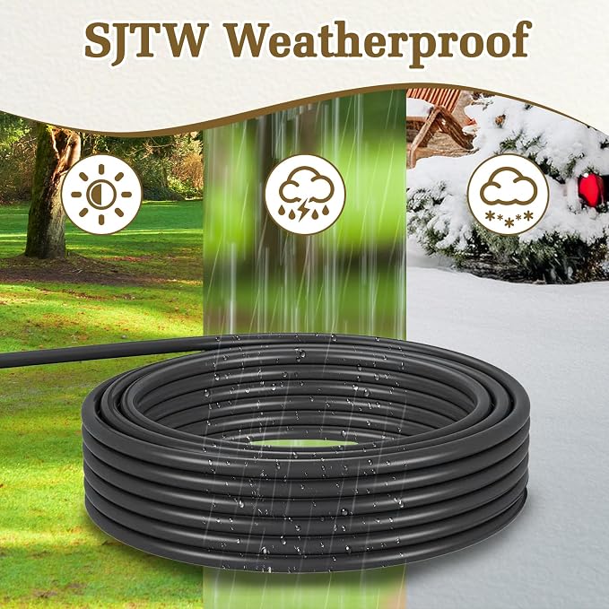 10FT 14 Gauge Outdoor Extension Cord 6-Outlet 14/3 SJTW Heavy Duty Extension - Image 5