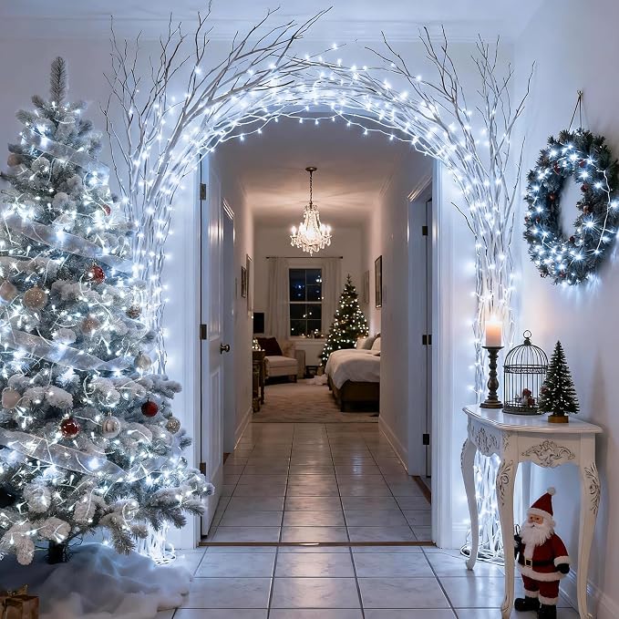 JMEXSUSS 2 Pack White Battery Operated Christmas String Lights, Each 33ft 100 - Image 4
