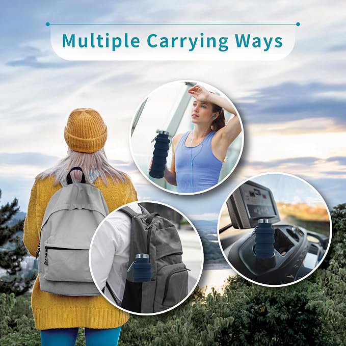 Collapsible Water Bottles 24oz, Odorless BPA-Free Silicone, Leak-Proof Foldable - Image 4