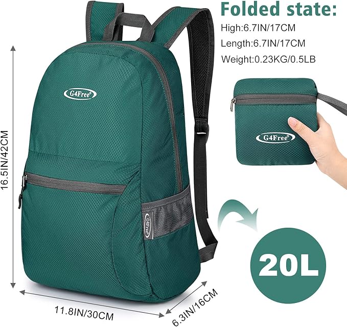 G4Free 20L Lightweight Packable Backpack Travel Hiking Daypack Foldable Backpack - Image 2