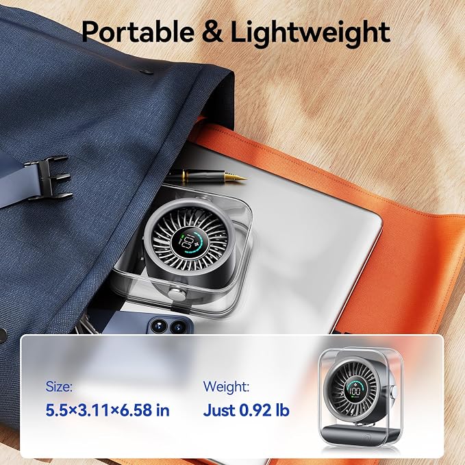 KIMMOO Rechargeable USB Desk Fan, Quiet Table Fan - Image 6