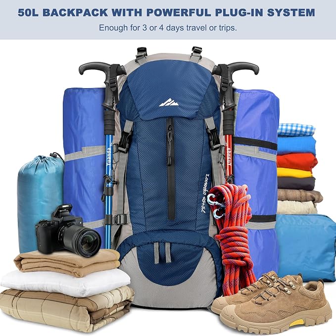Loowoko 50L Hiking Backpack, Waterproof Camping Essentials Bag - Image 2