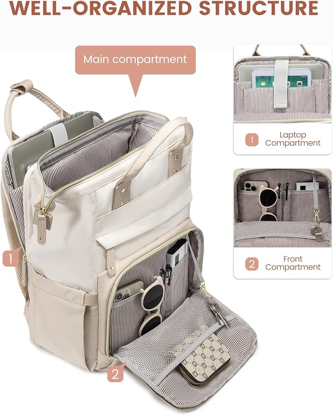 LOVEVOOK Laptop Backpack for Women, 15.6'' Waterproof Nurse Bag Teacher Work - Image 2