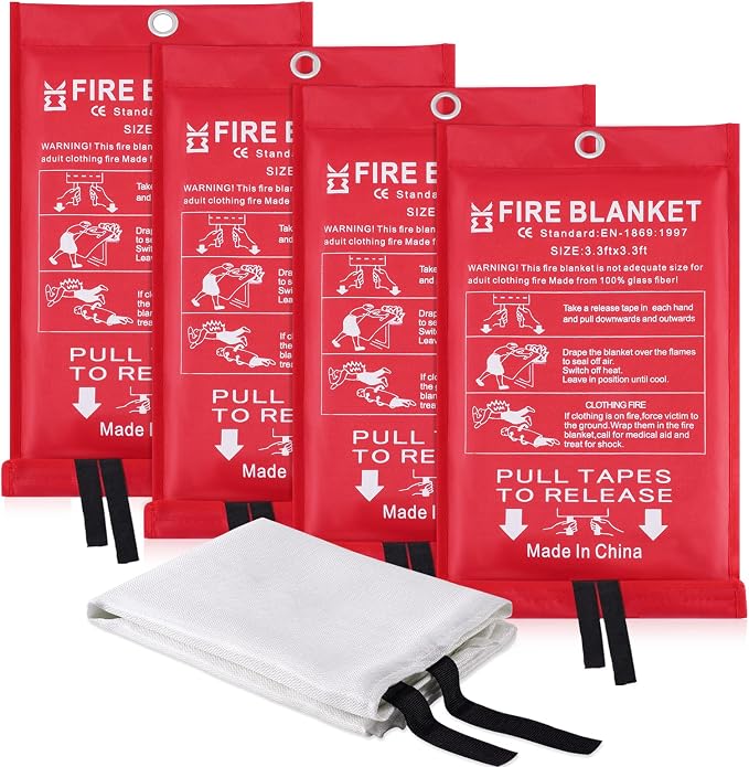 Fire Blanket for Home Emergency Survival – Fiberglass Suspend Fire Flames by Ajiaguo