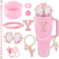 9PCS Pink for Stanley Cup Accessories Set Bling Initials Bow Charms for Stanley by Unknown