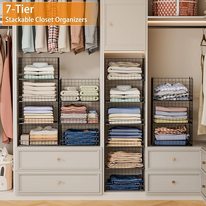 Yociyoga 7-Tier Stackable Closet Organizers and Storage Shelves, Foldable - Image 7