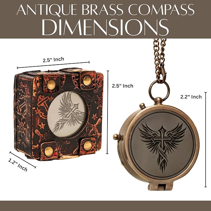 Handmade Brass Antique Compass - Image 3