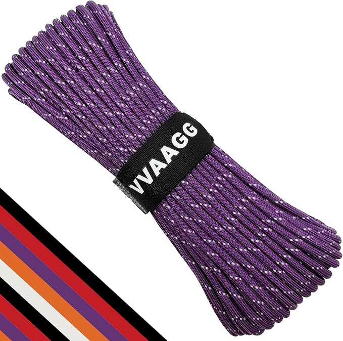 VVAAGG Reflective Paracord Rope 100FT, 7 Strand Nylon para Cord Lanyard Utility - Image 8