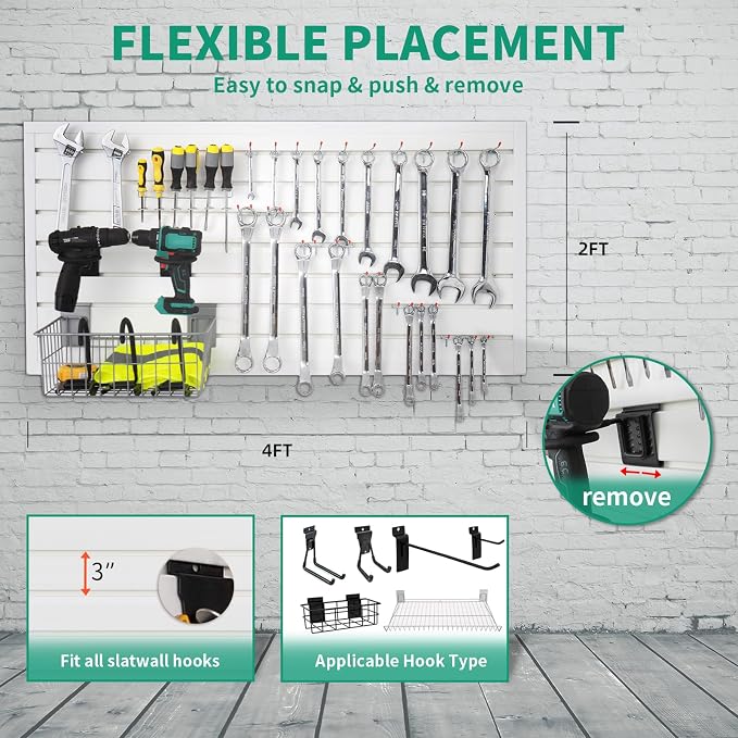 FRAYSCENT Slat Wall Paneling Garage Slat Wall Storage Systems Slatwall Panels - Image 3