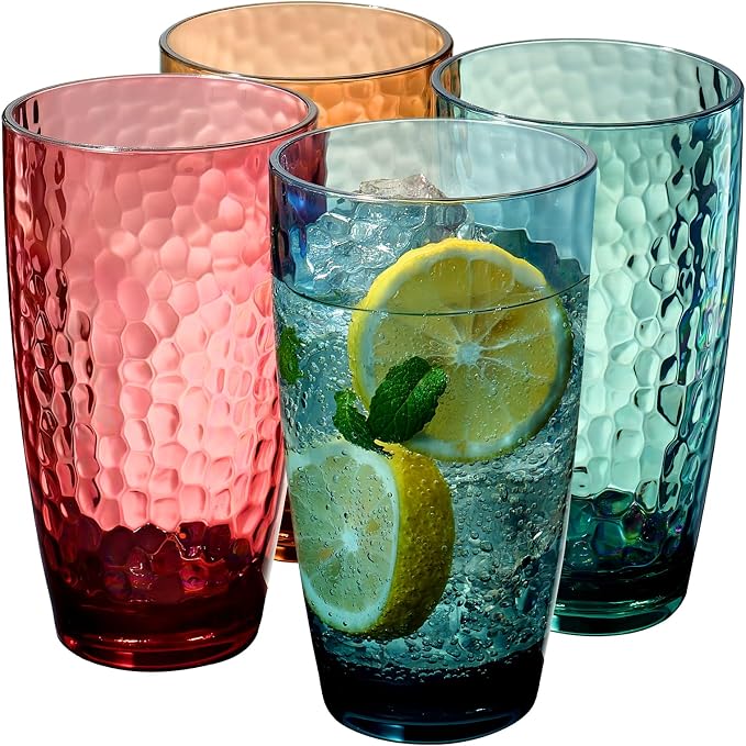 Unbreakable Large Premium Plastic Reusable Drinking Glasses Restaurant Cups by Khen