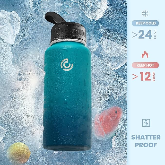 COKTIK 32oz Sports Water Bottle, Stainless Steel Water Bottle - Image 4