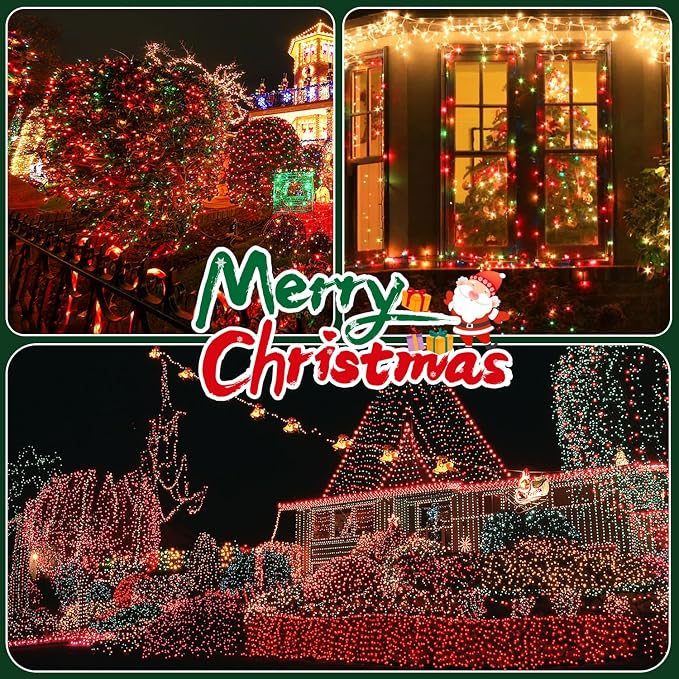 OZS Connectable Red and Green Christmas String Lights, Plug in Tree Lights - Image 2