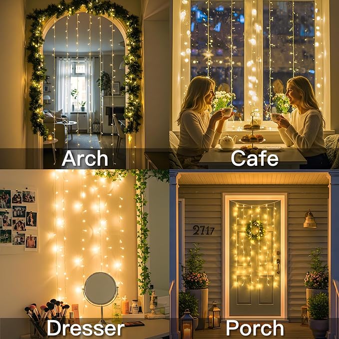 suddus Curtain Lights for Bedroom, 90 Led Hanging String Light Outdoor - Image 3