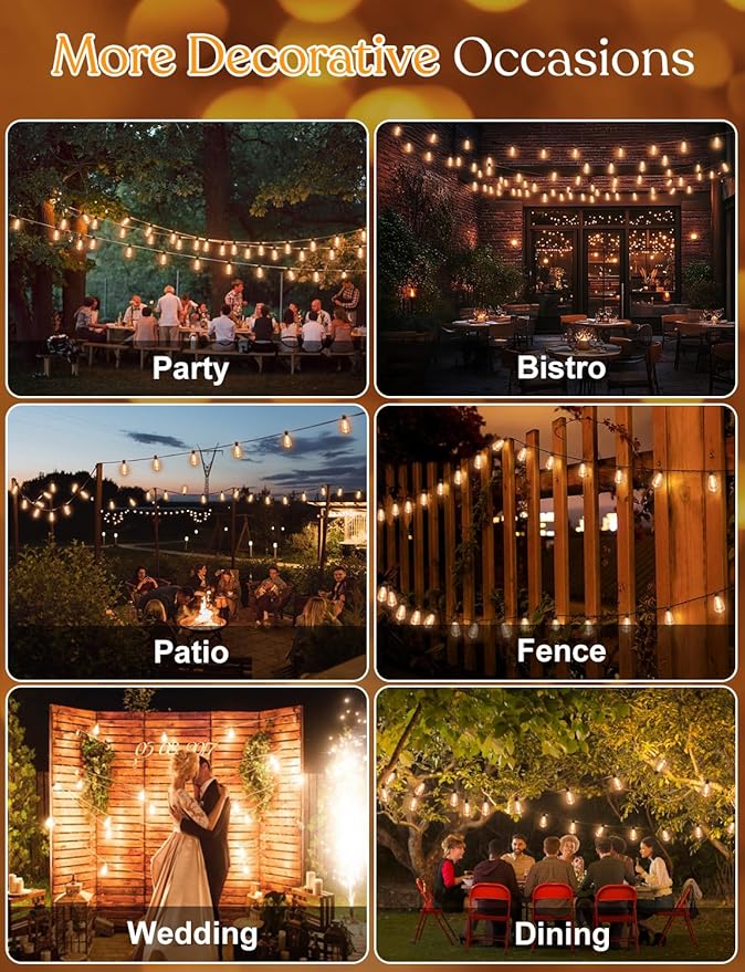 GHUSTAR 150FT LED Outdoor String Llights – Patio Lights Outdoor Waterproof - Image 6