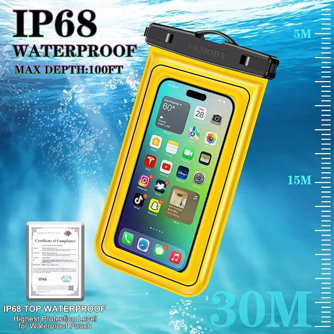 Floatable 3 Pack Multicolor Universal IP68 Floating Waterproof Phone Pouch - Image 6