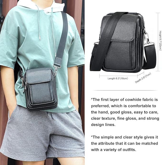 Augus Leather Small Messenger Bag - Image 2