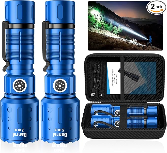Banral Flashlights High Lumens Rechargeable, Super Bright Long Range Small by Banral