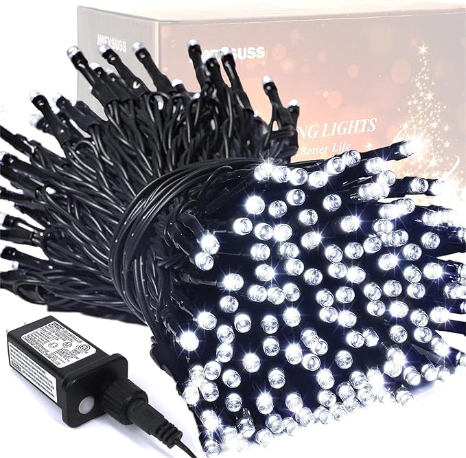 JMEXSUSS 200 LED White Christmas Lights Outdoor, 66ft Christmas Tree Lights by JMEXSUSS