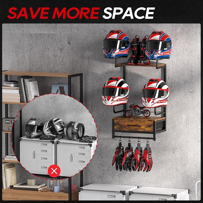 Motorcycle Helmet Holder Wall Mount, Helmet Rack - Image 3