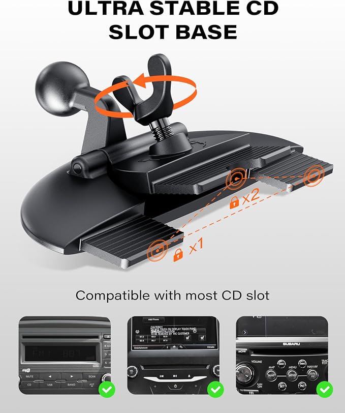 1Zero CD Slot Mount for CarPlay Screen, 360° Rotation Tool-Free Installation - Image 6