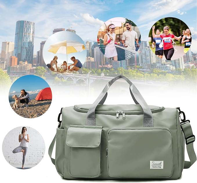 Suruid Travel Duffel Bag with Shoes Compartment Sports Gym Bag with Dry Wet - Image 7