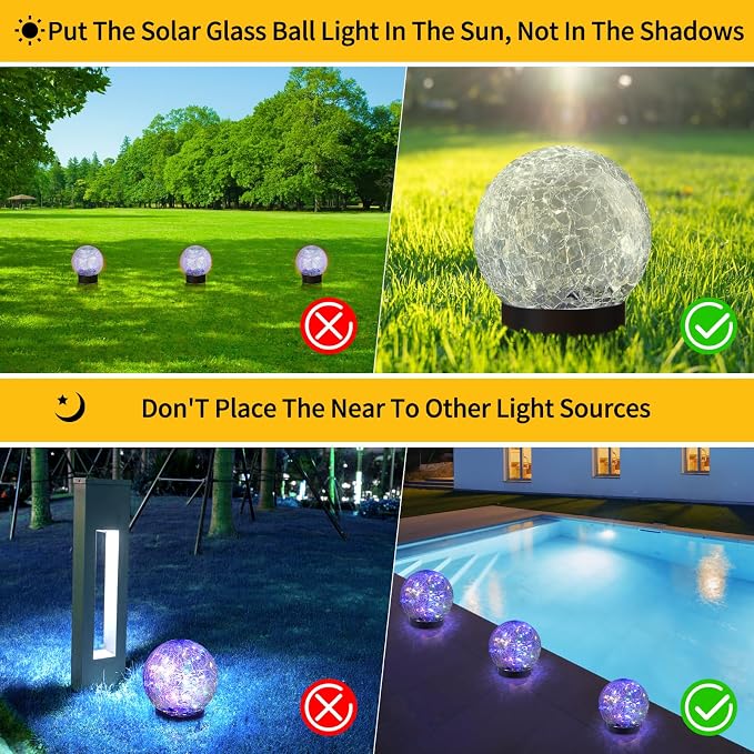 JKIMK Solar Globe Lights Outdoor Waterproof-Solar Balls - Image 3