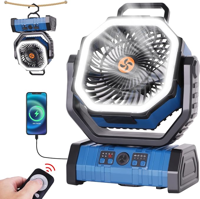 Portable Fan Battery Powered, 20000mAh Rechargeable Camping Fan Battery Operated - Image 8