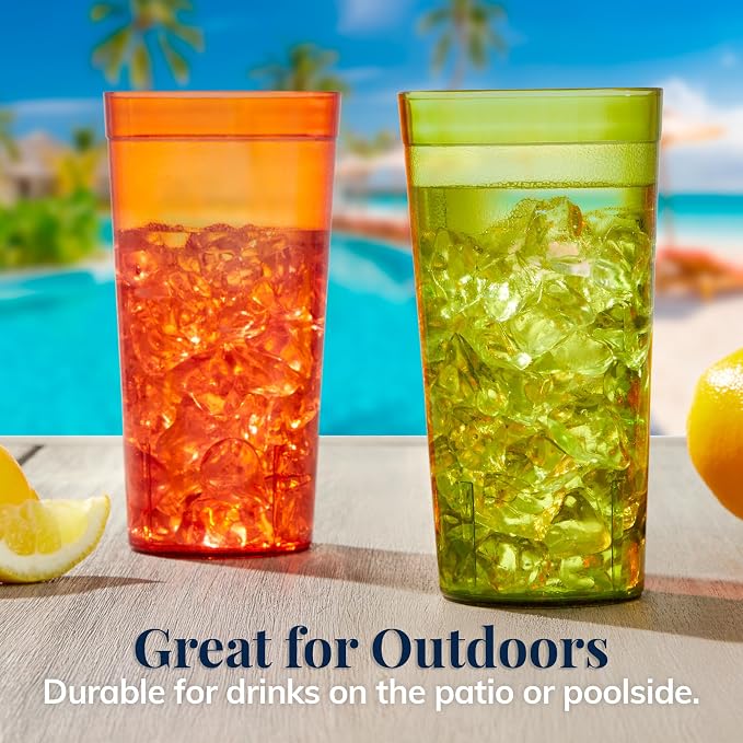 US Acrylic Cafe Plastic Reusable Tumblers 20-ounce Water Cups Assorted Colors | - Image 7
