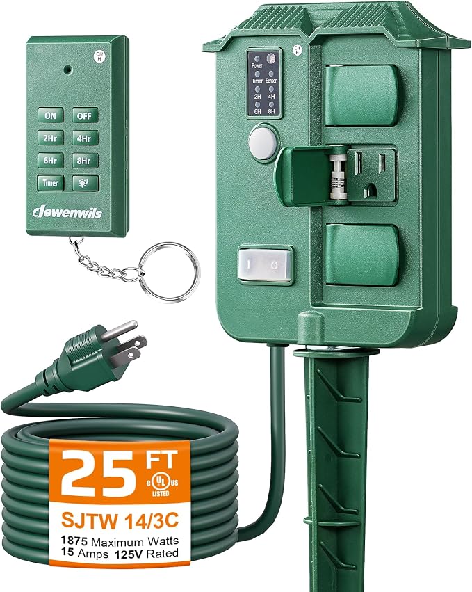 DEWENWILS Outdoor Power Stake Timer, Waterproof Outdoor Timer by DEWENWILS